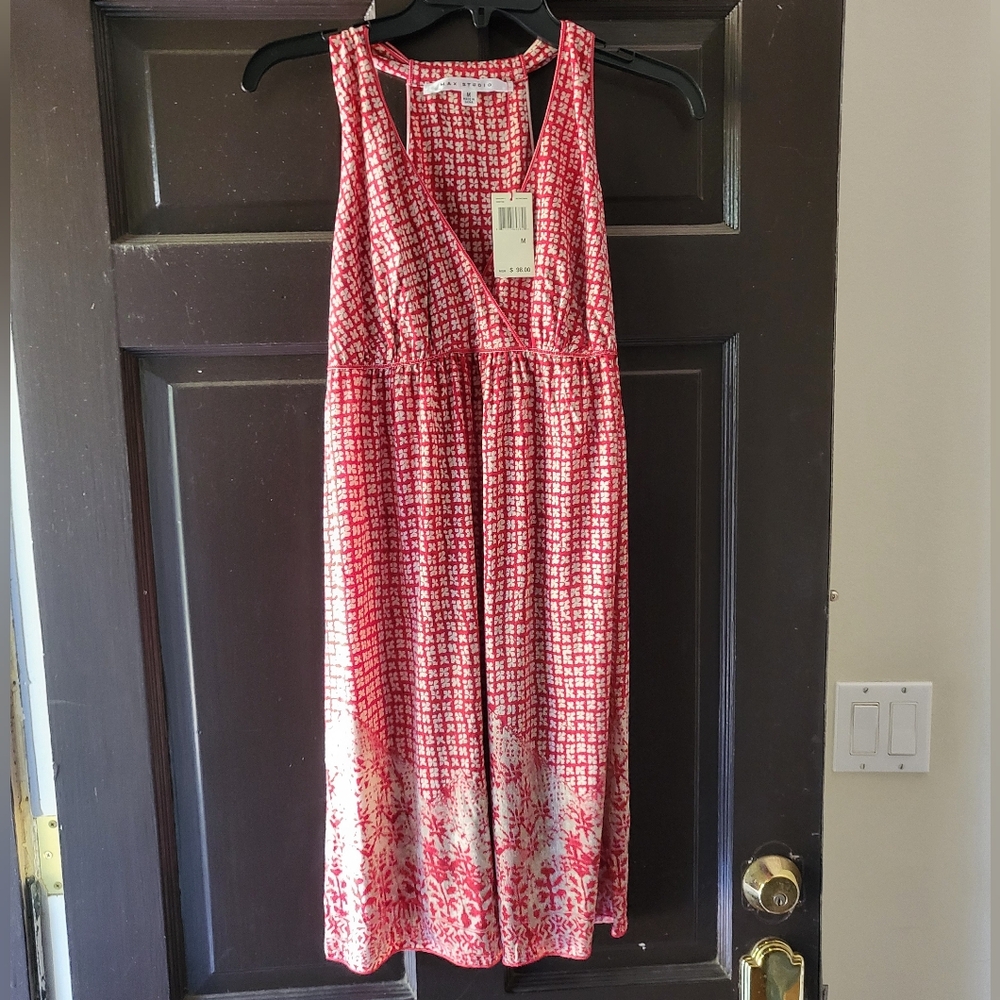 Red and White Max Studio Sleeveless Midi Flowy Dress Size M NWT